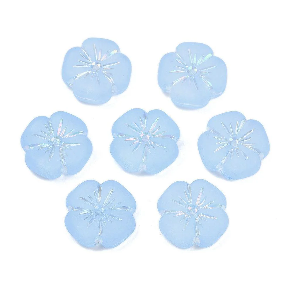 Kralen acryl Bloem Licht Blauw 20mm - 5 stuks