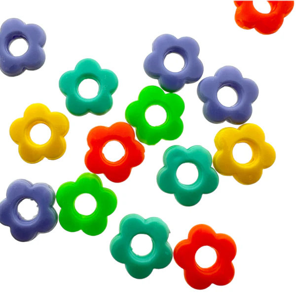 Acryl bloemen kleuren mix 14x14.5x3.5mm- 30 stuks