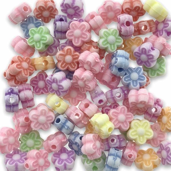 Acryl bloemetjes mini multicolor 7x4mm - ±60 stuks