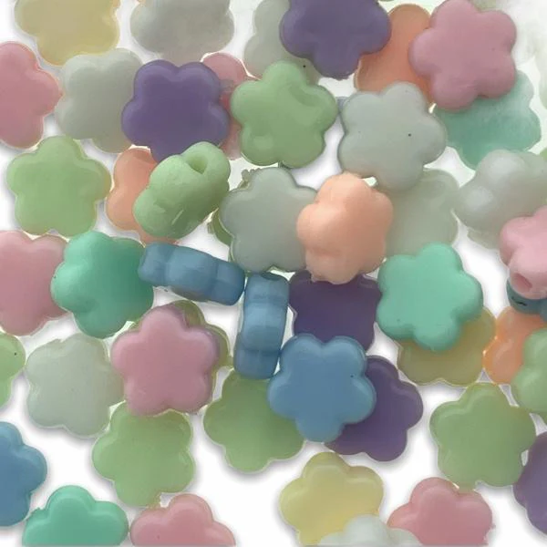 Acryl bloemetjes pastel multicolor 9mm - 60 stuks