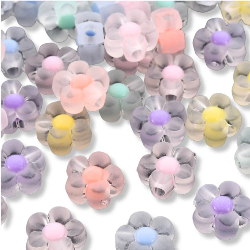Acryl mat flower mix 12,5mm - 18 stuks