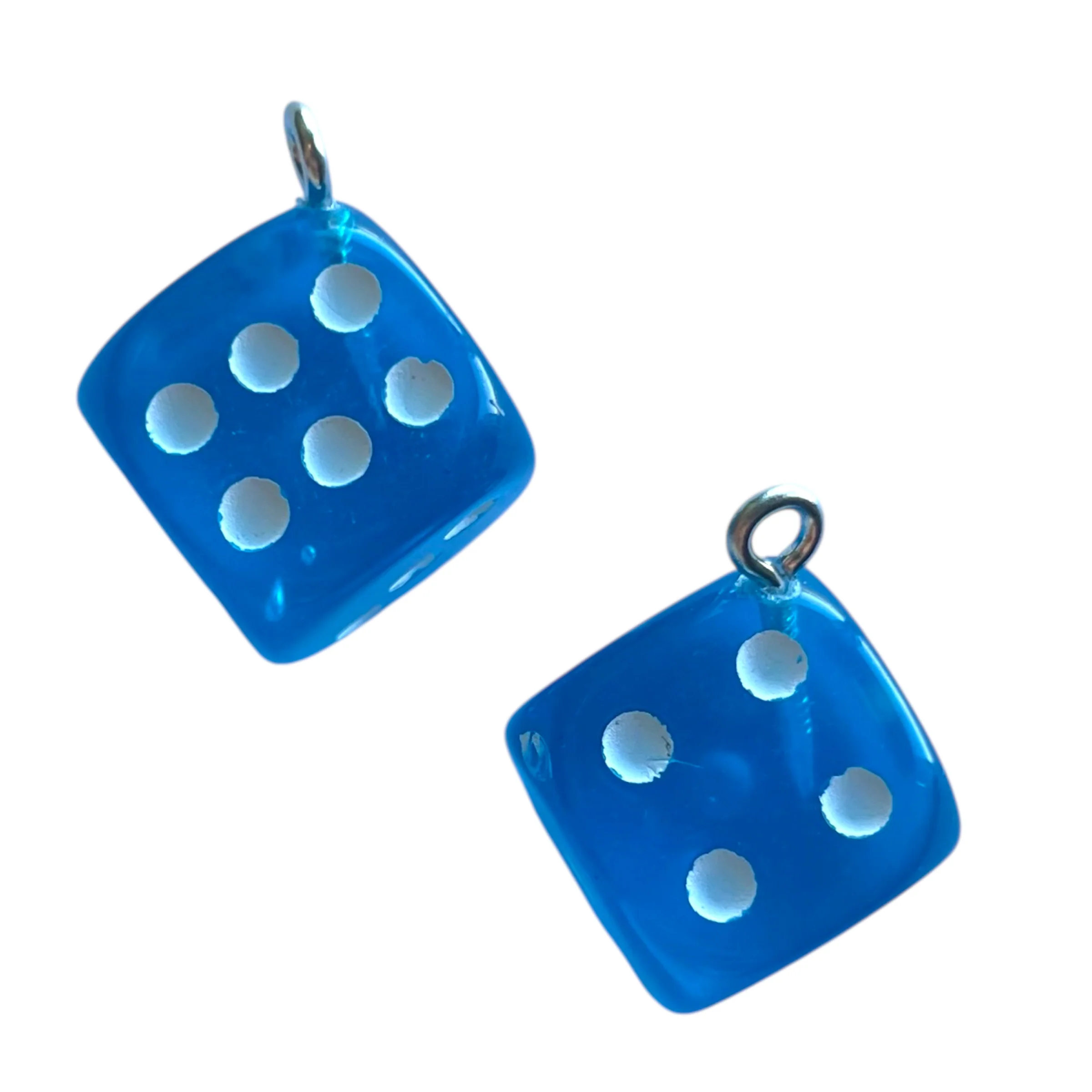 Acryl emaille hanger Lucky Dice Oceaan 23mm- per stuk