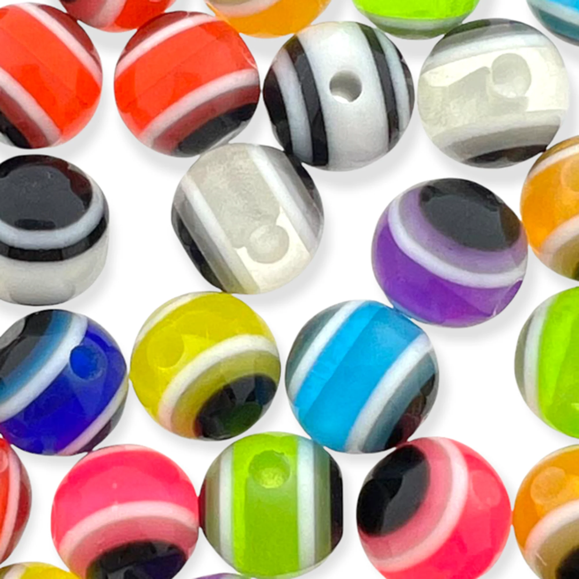 Acryl evil eye multicolor 10mm - 15 stuks