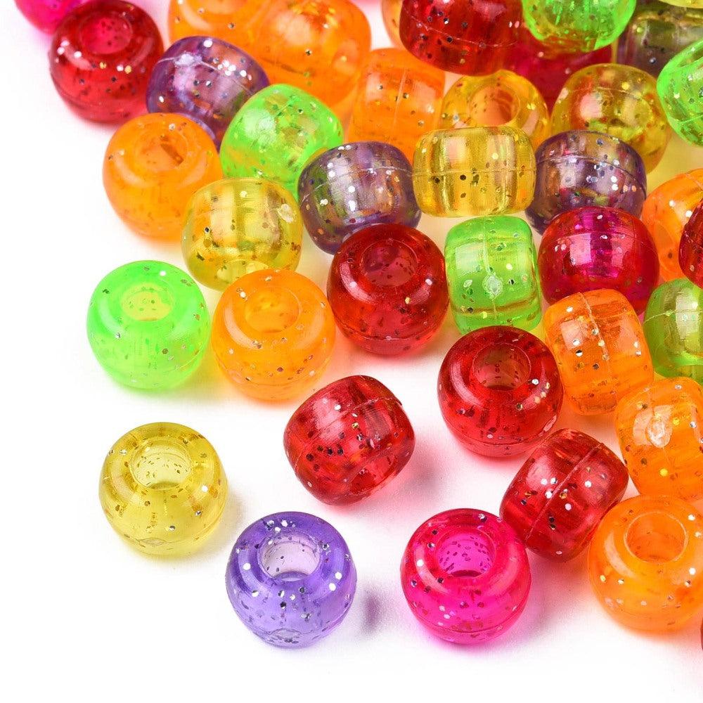 Acryl gekleurde kralen glitter 9x6,5mm- per 40 stuks