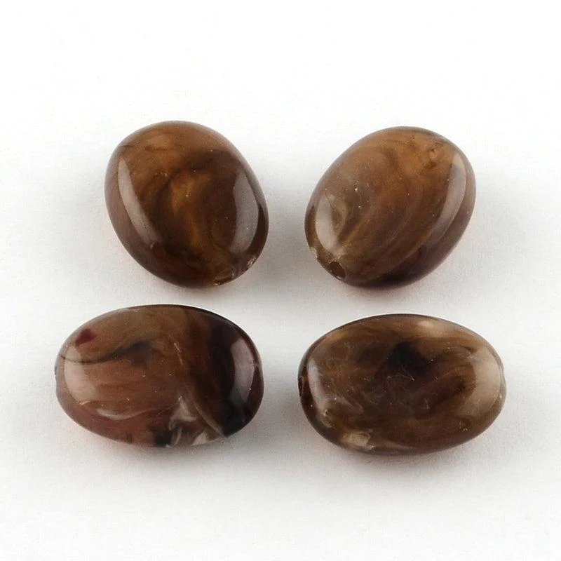 Acryl kraal ovaal Gemstone bruin 19mm - per stuk