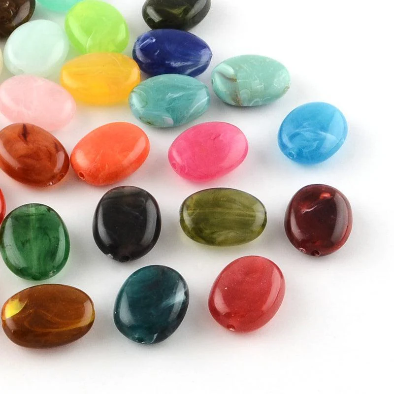 Acryl Gemstone ovaal multicolor 19mm-per 8 stuks
