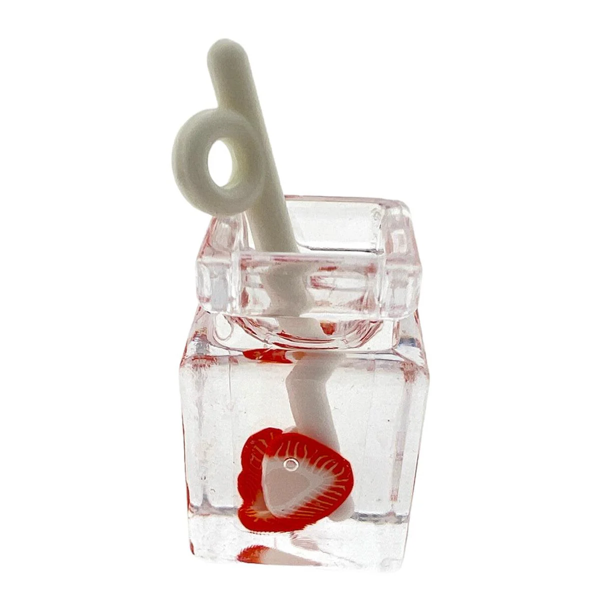 Acryl hanger juice glass clear aardbei 28x14mm - per stuk