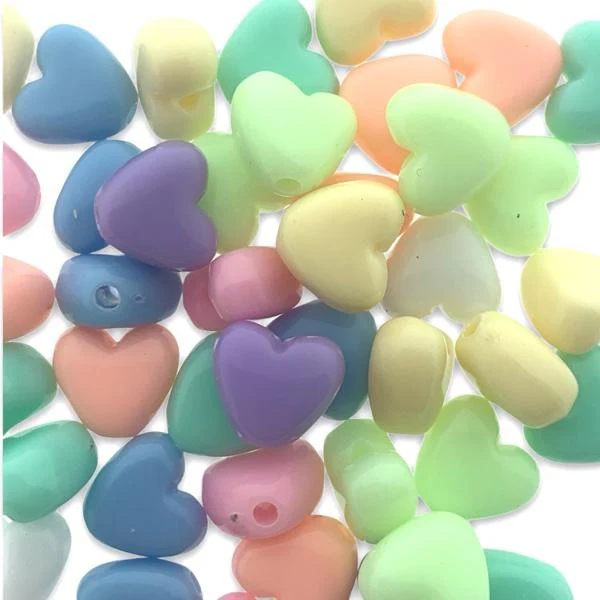 Acryl hartjes multicolour 10mm - 35 stuks