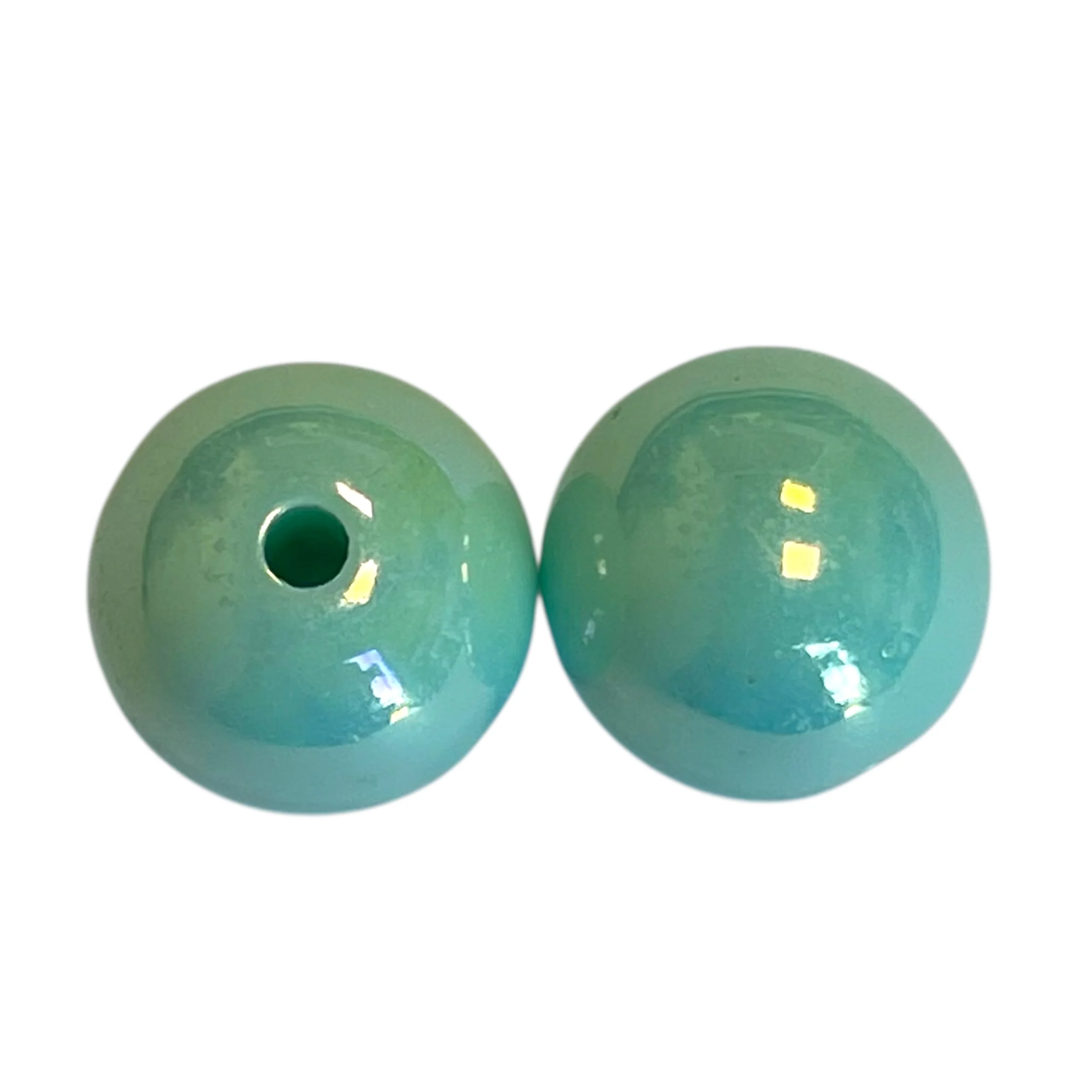Acryl kraal AB glans 13mm Licht Turquoise - per stuk