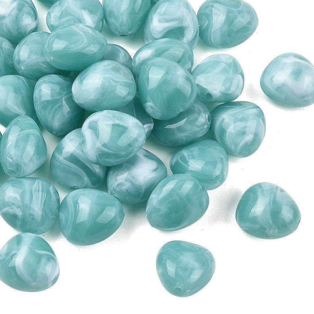 Acryl kraal driehoek marmer turquoise 24mm - per stuk - Image 2