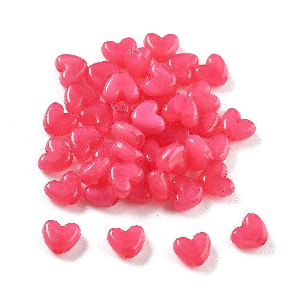 Acryl kraal hart Cerise 8mm - per 25 stuks - Image 2