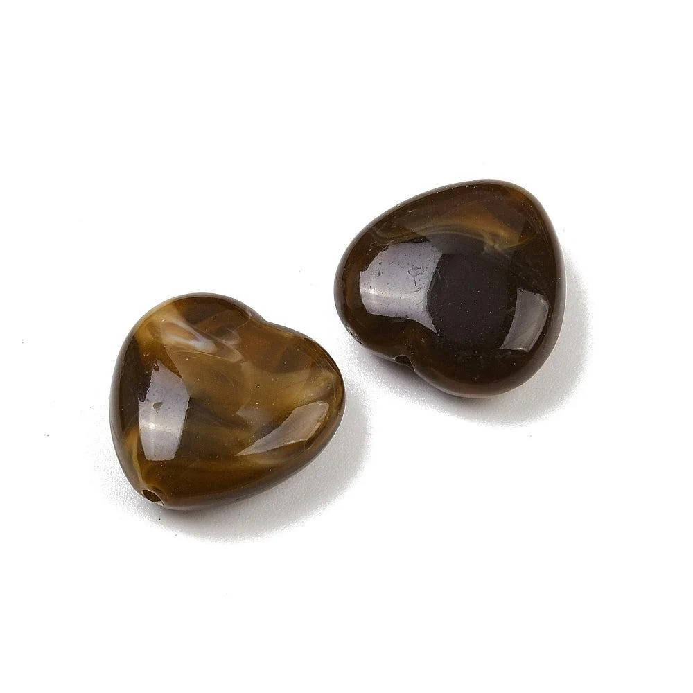 Acryl kraal hart Gemstone bruin 15mm - per stuk