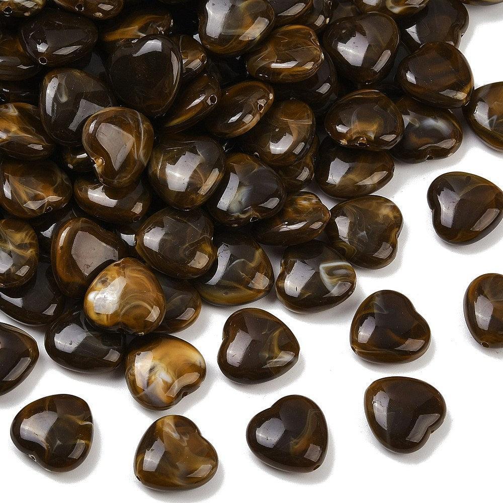 Acryl kraal hart Gemstone bruin 15mm - per stuk - Image 2