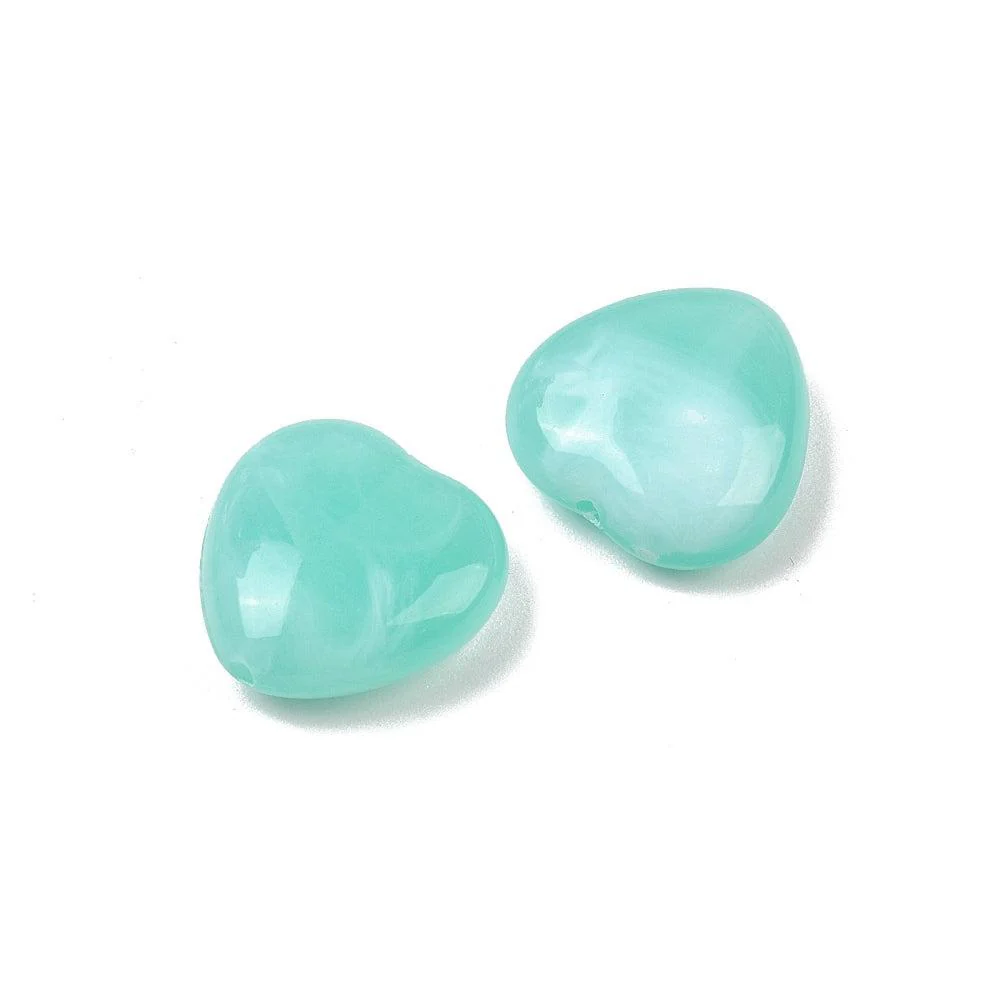 Acryl kraal hart Gemstone turquoise 15mm - per stuk