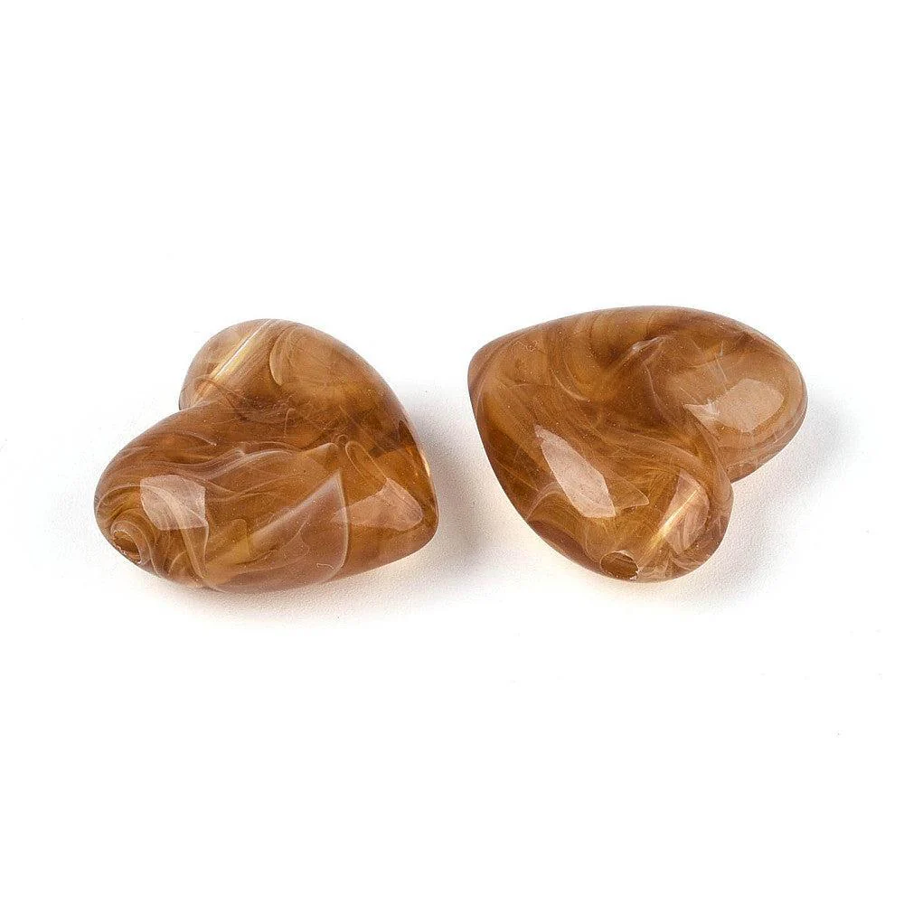 Acryl kraal hart karamel bruin 22mm - per stuk - Image 2