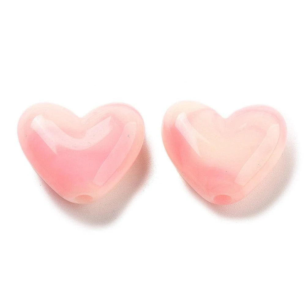 Acryl kraal hart Misty Rose 15mm - per stuk - Image 2