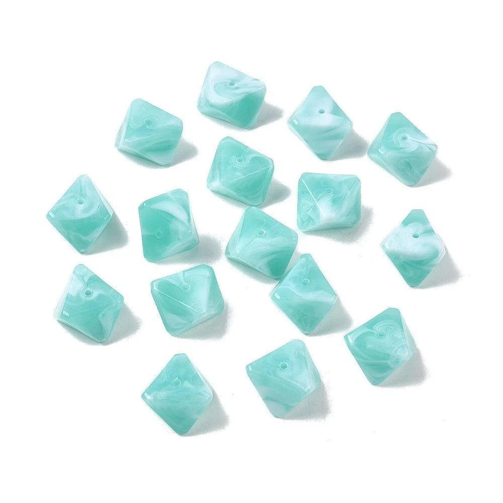 Acryl kraal hart vierkant turquoise 20mm - per stuk - Image 2