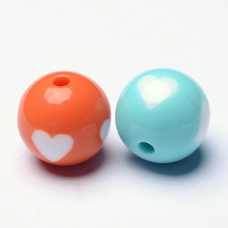Acryl kraal opaque 16mm multicolor met hart - per 5 stuks - Image 2