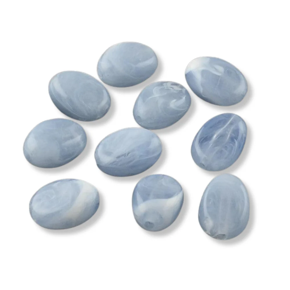 Acryl kraal ovaal marmer lavendel blauw 18mm - per stuk