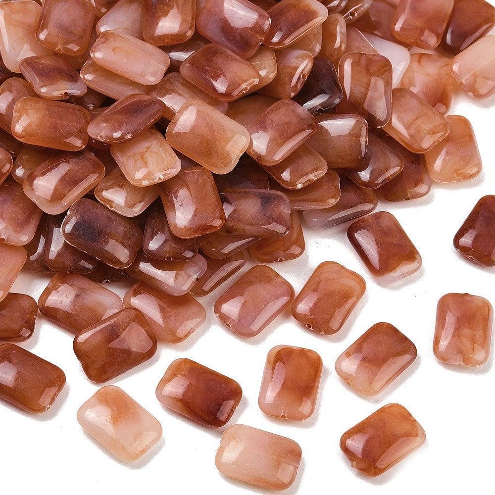 Acryl kraal rechthoek Gemstone cognac 20mm - per stuk - Image 2