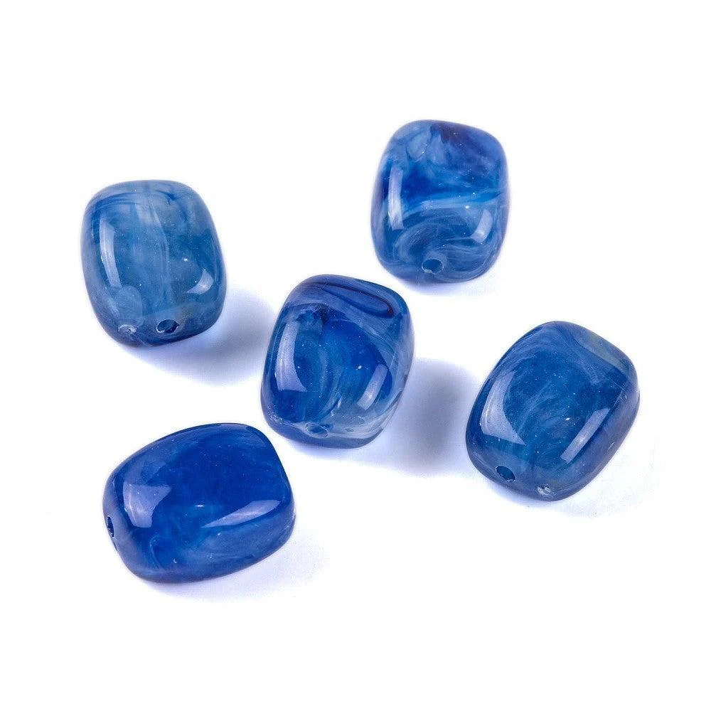 Acryl kraal rechthoek marmer blauw 13mm - per stuk - Image 2