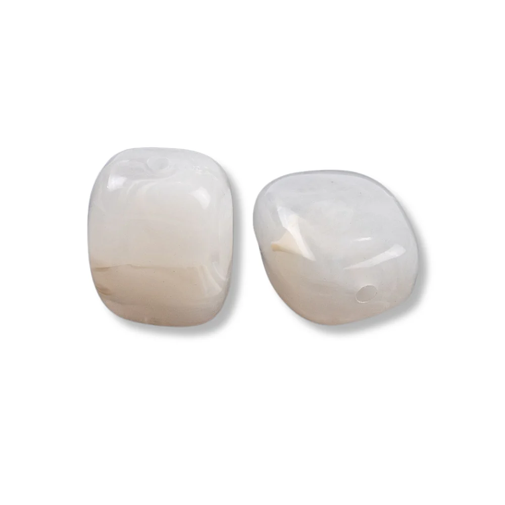 Acryl kraal rechthoek marmer creme wit 13mm - per stuk - Image 2