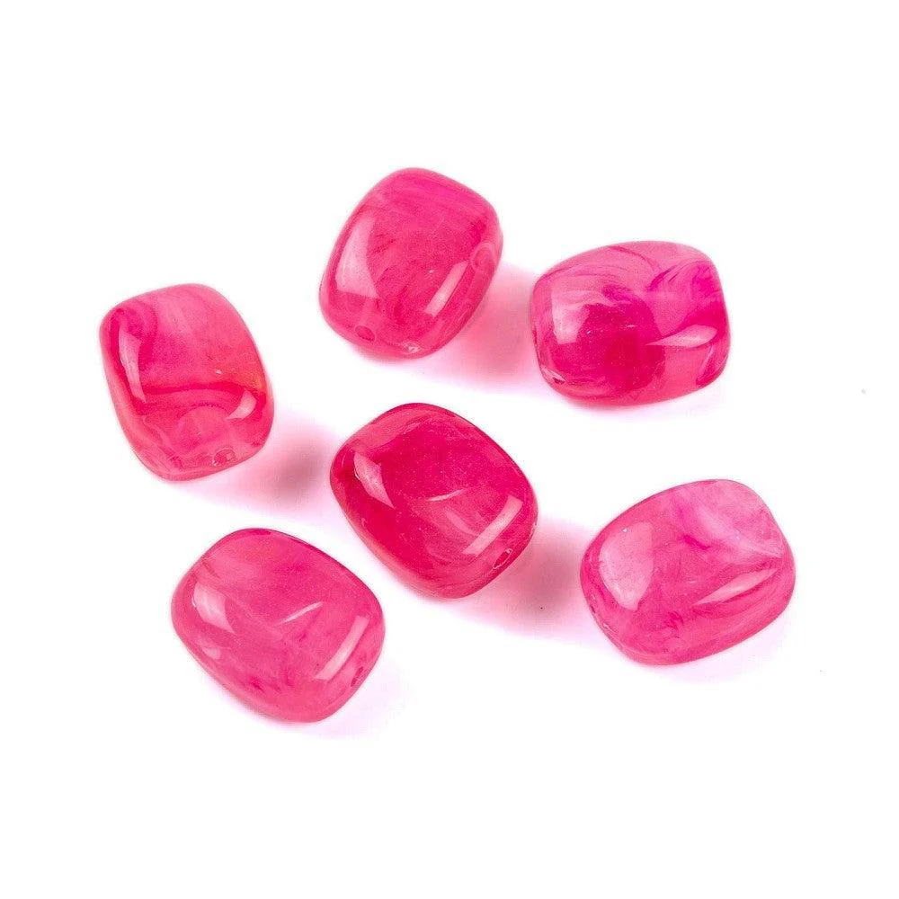 Acryl kraal rechthoek marmer roze 13mm - 8 stuks - Image 2