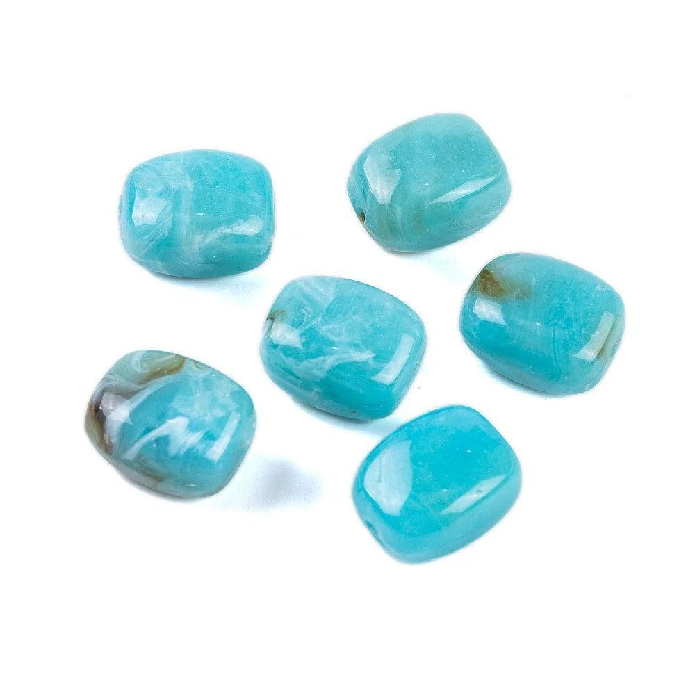 Acryl kraal rechthoek marmer turquoise 13mm - per stuk - Image 2