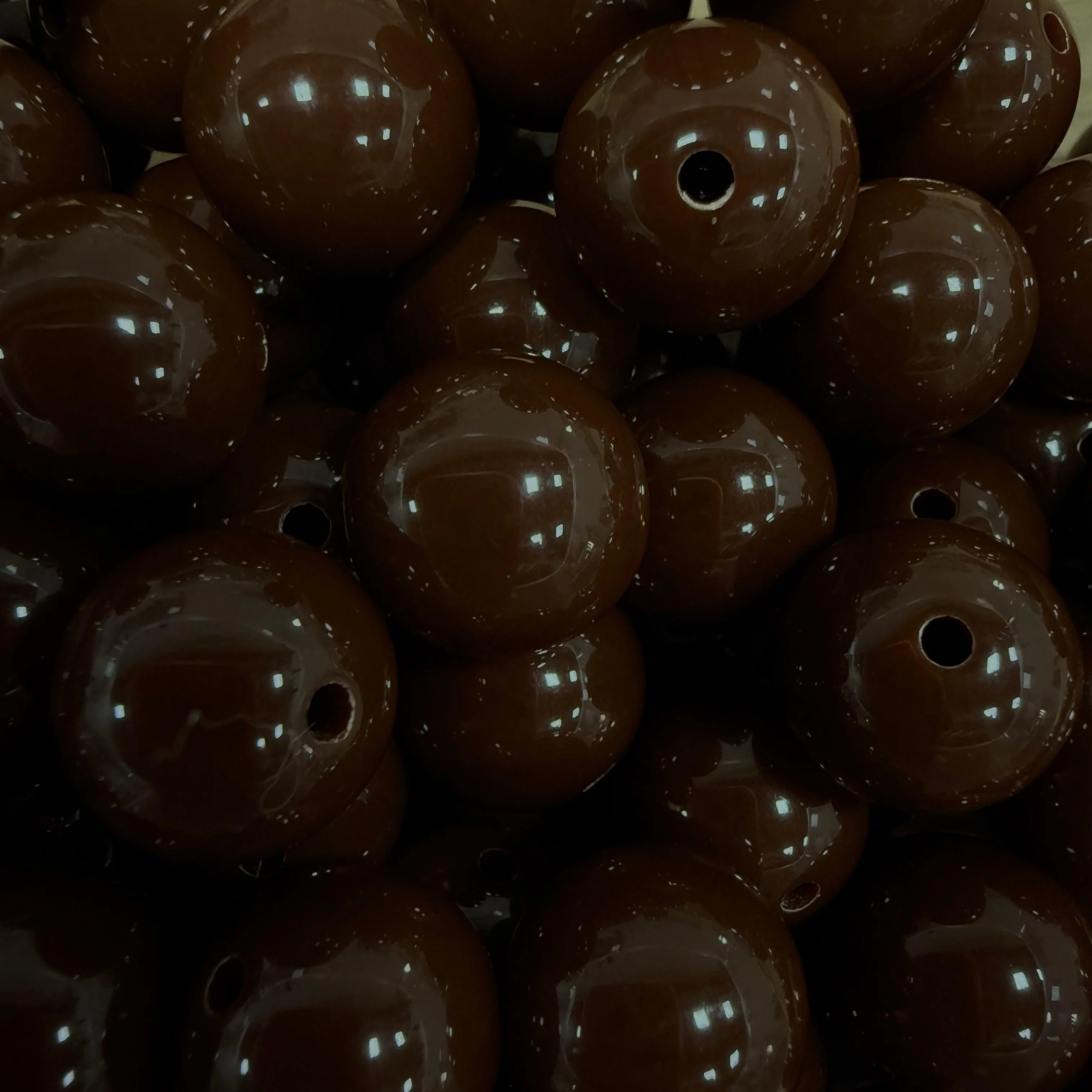 Acryl Kraal Rond Chocolade Bruin 14mm - per stuk
