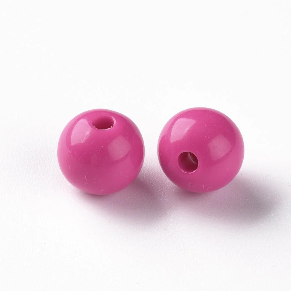 Acryl kraal rond Donker Roze 10mm - 25 stuks - Image 2