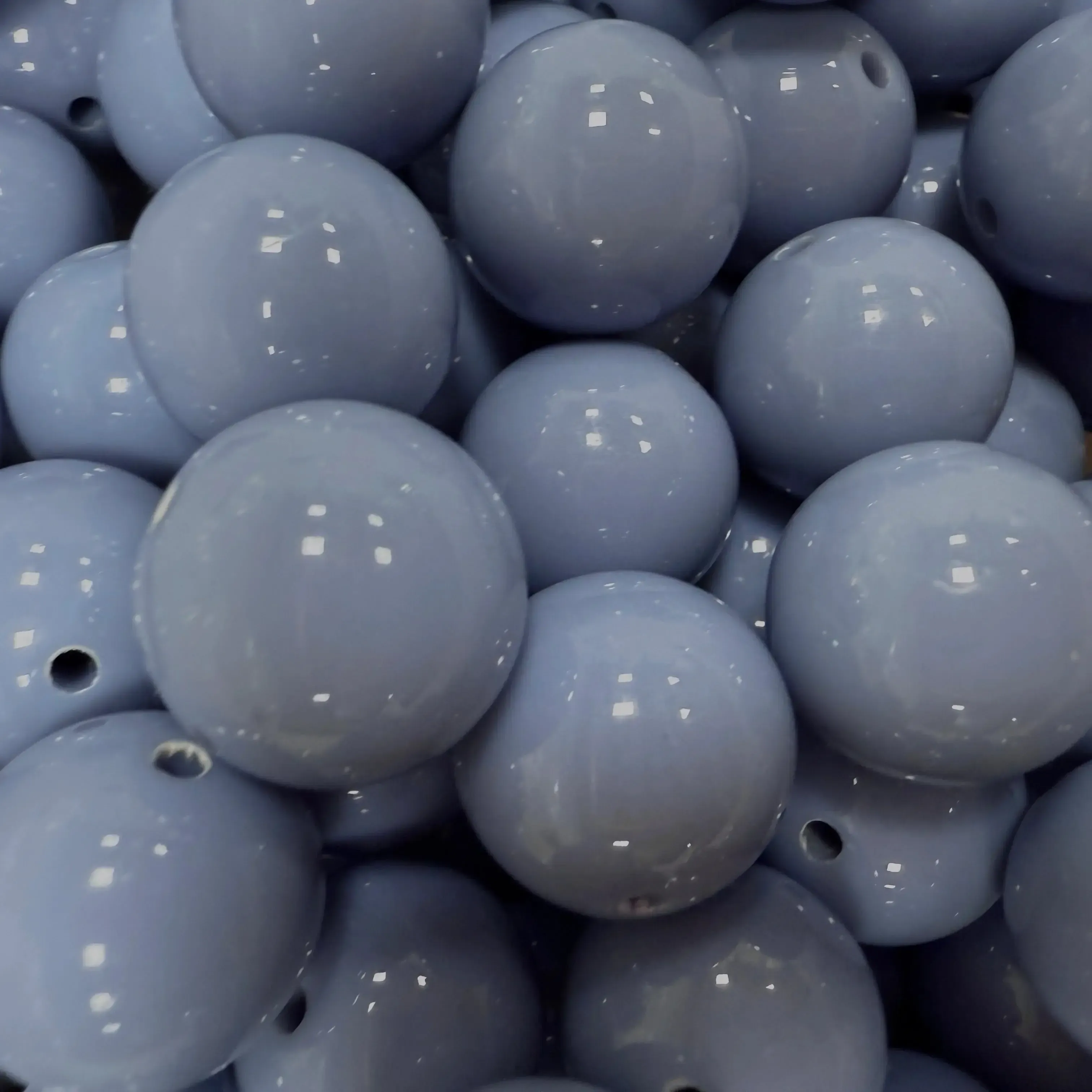 Acryl Kraal Rond Grijs Blauw 18mm - per stuk