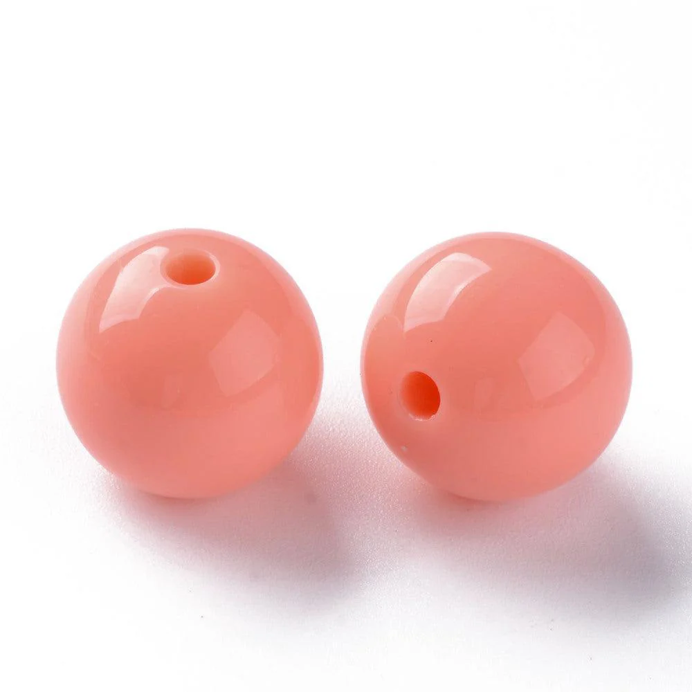 Acryl kraal rond zalm 16mm - per stuk