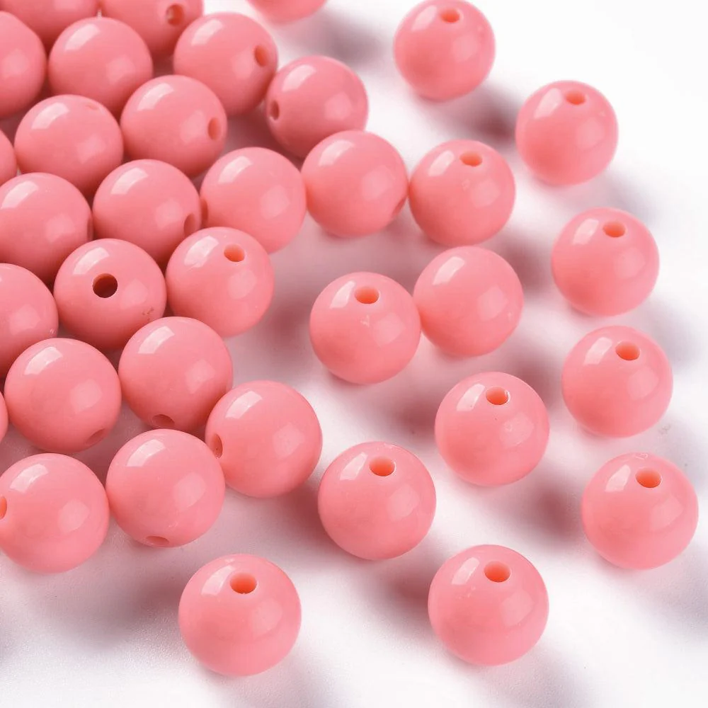 Acryl kraal rond Zalm Roze 10mm - 25 stuks