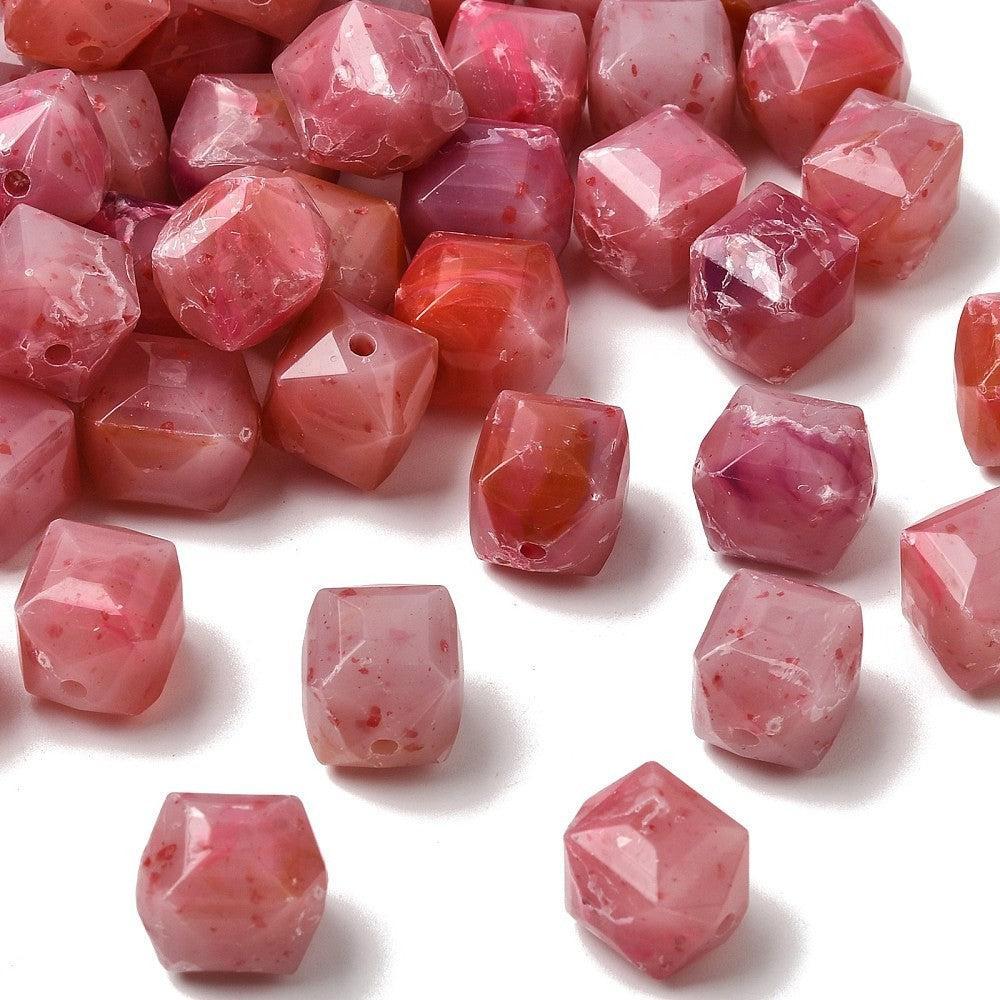 Acryl kraal vierkant Koraal Roze 12mm - per stuk - Image 2