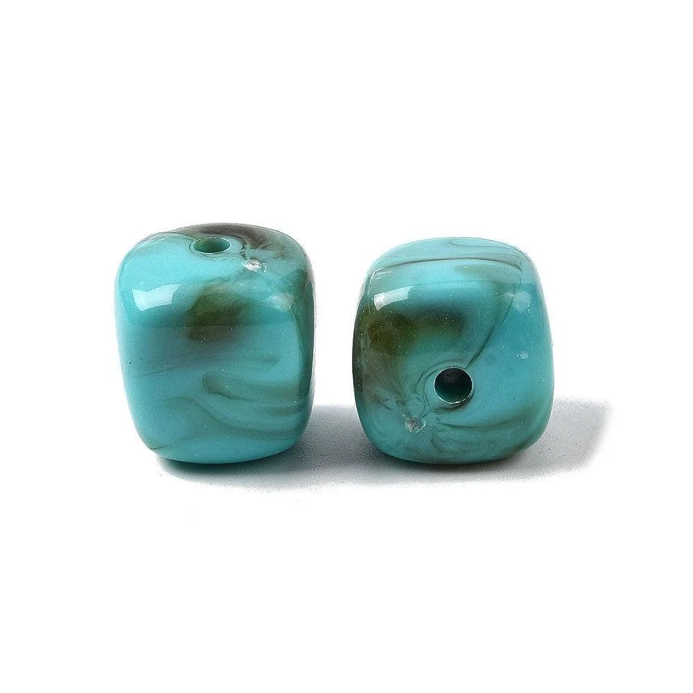 Acryl kraal vierkant marmer turquoise 17mm - per stuk