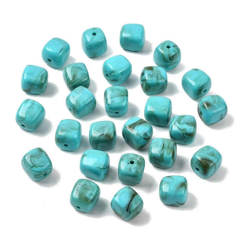 Acryl kraal vierkant marmer turquoise 17mm - per stuk - Image 2