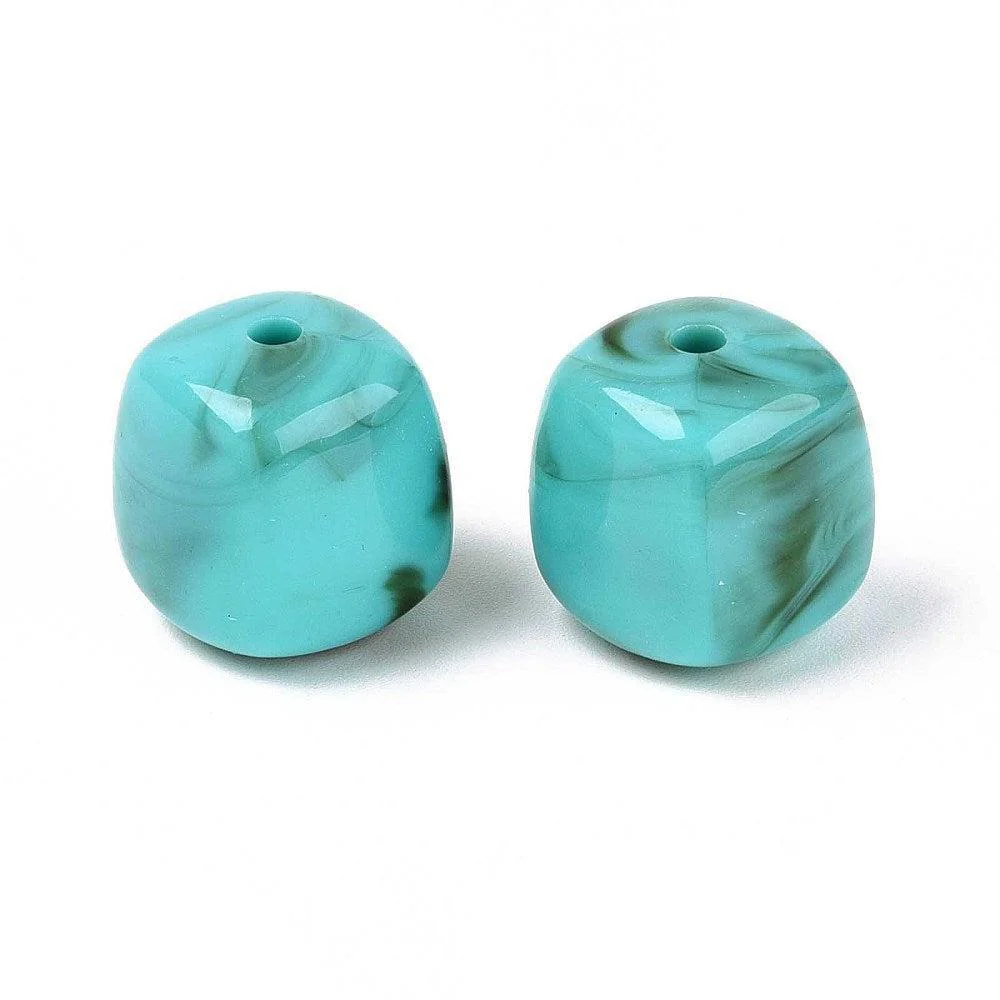 Acryl kraal vierkant turquoise 17mm - per stuk