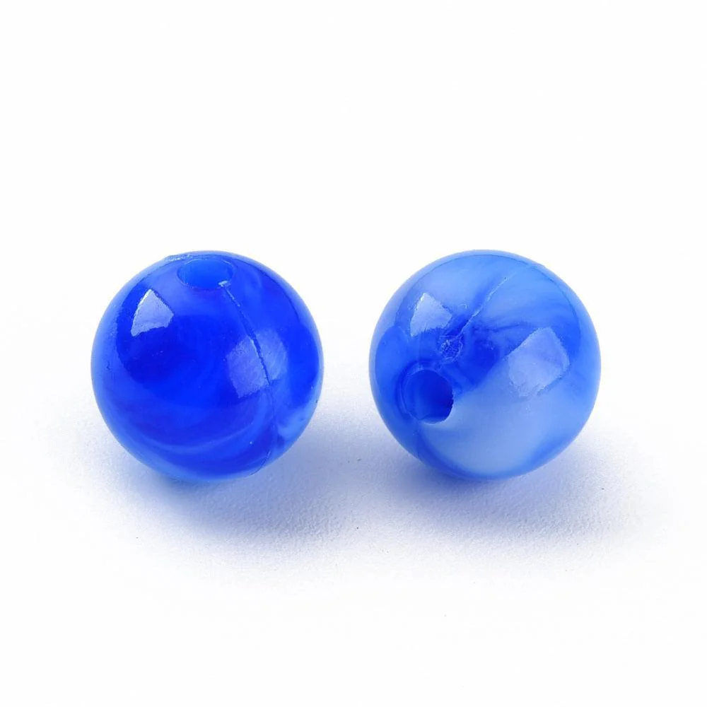Acryl kralen blauw marmer 10mm - per stuk - Image 2