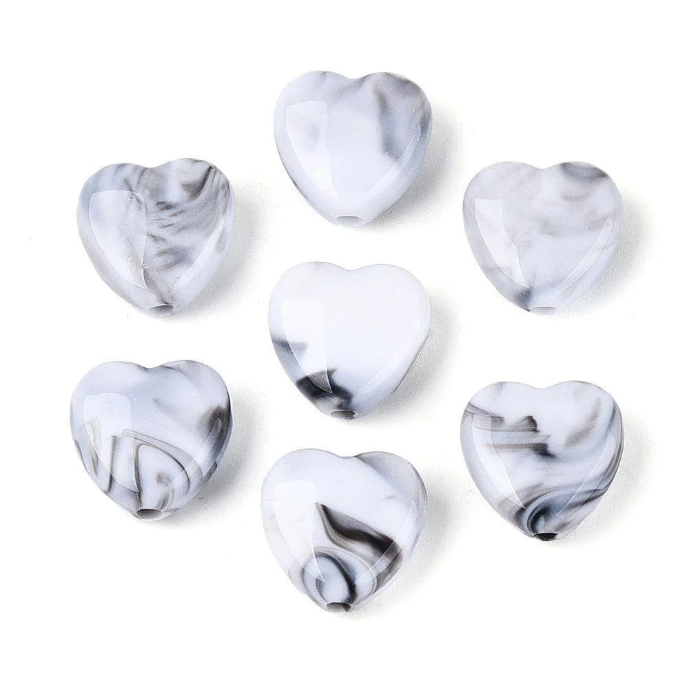 Acryl Kralen Edelsteen Look Hart Wit 14mm - per stuk - Image 2