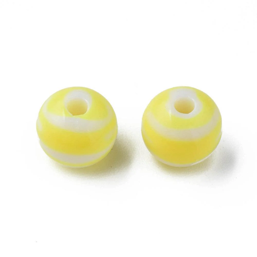 Acryl kralen gestreept Geel 11mm - per 11 stuks - Image 2