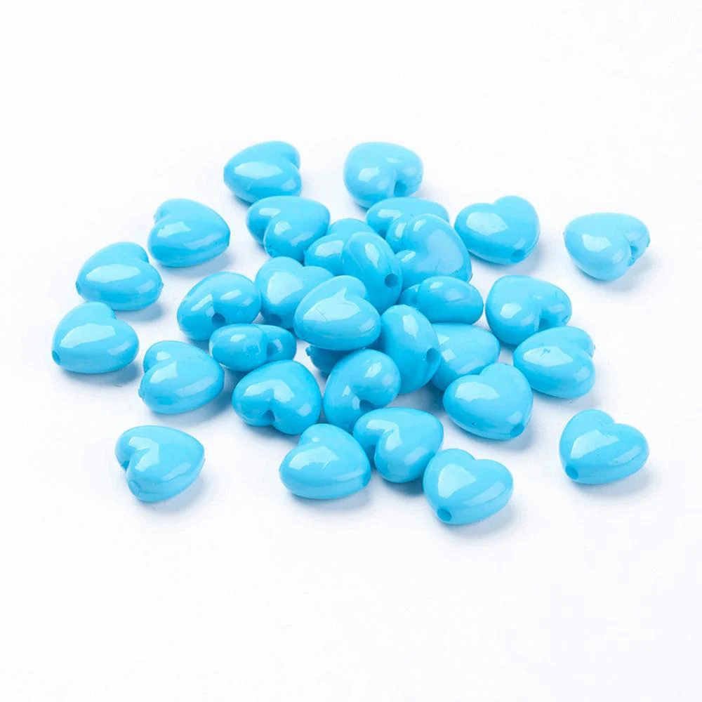 Acryl kralen hartjes Blauw gekleurd 11mm - 15 stuks - Image 2