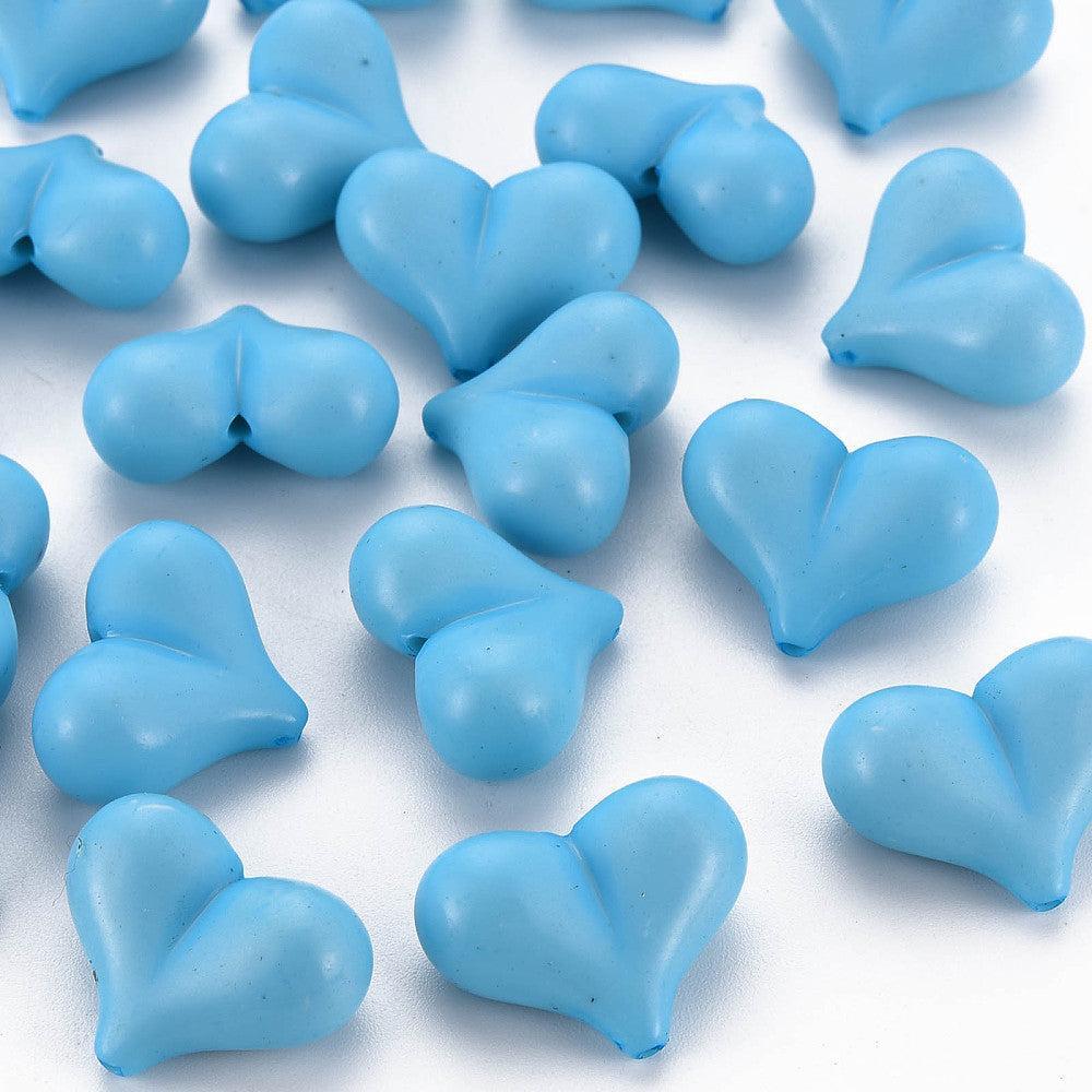 Acryl kralen hartjes Blauw gekleurd 22mm - 5 stuks - Image 2