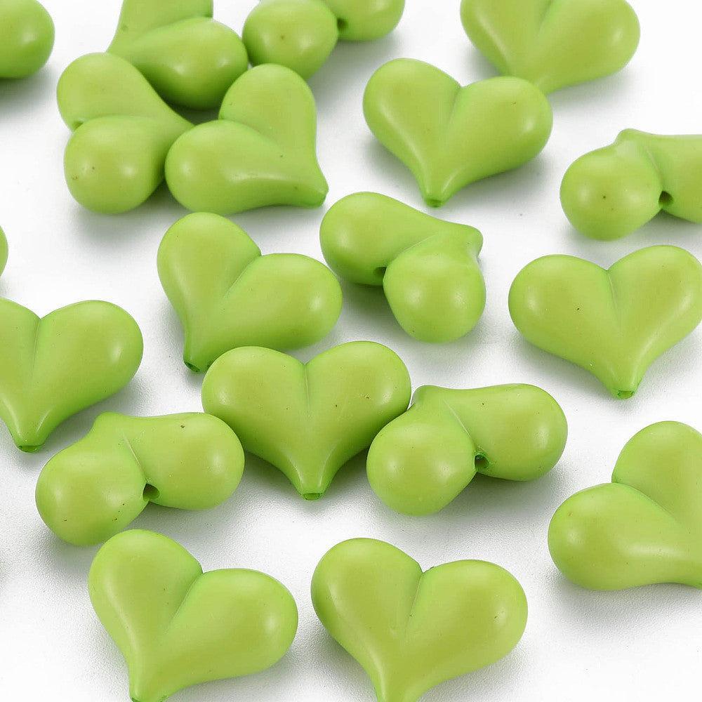 Acryl kralen hartjes Groen gekleurd 22mm - 5 stuks - Image 2