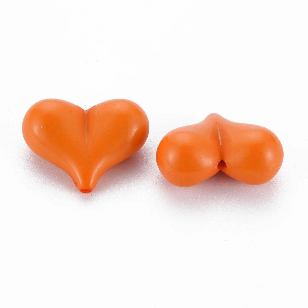 Acryl kralen hartjes Oranje gekleurd 22mm- 5 stuks - Image 2