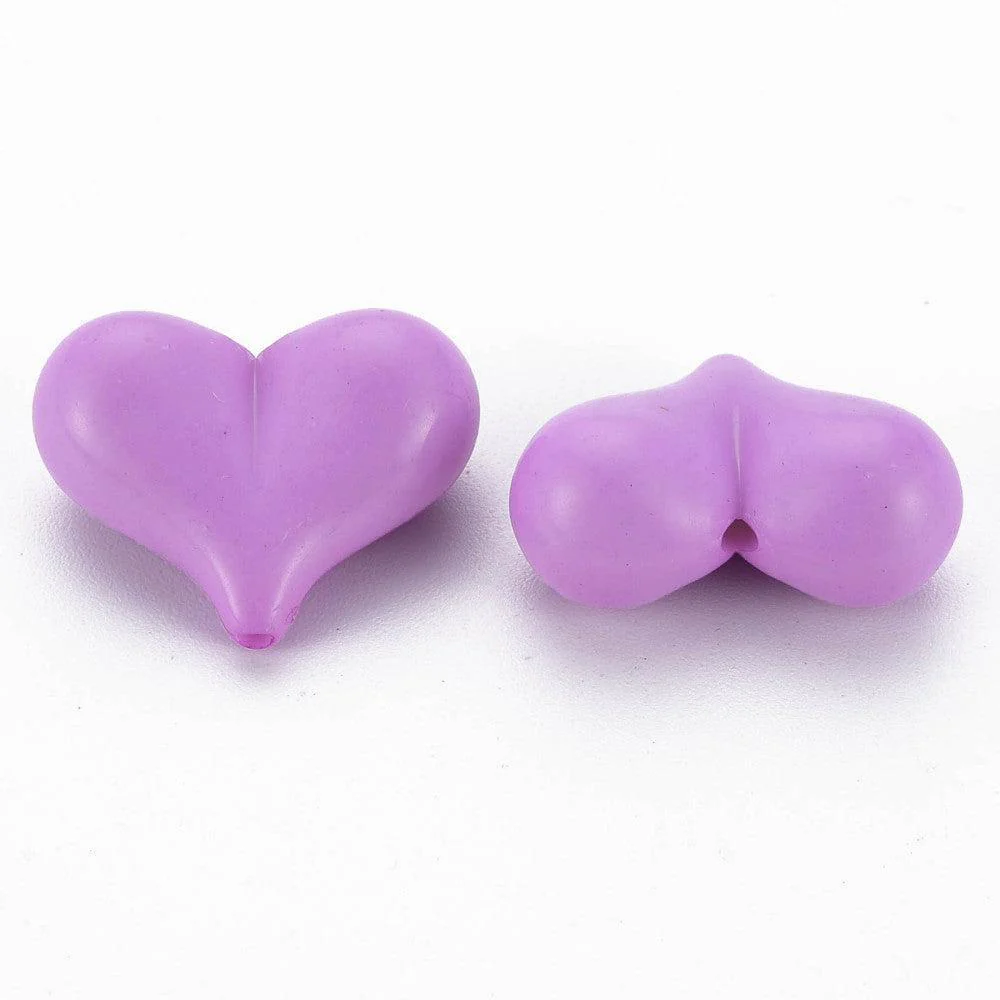 Acryl kralen hartjes paars gekleurd 22mm- 5 stuks - Image 2