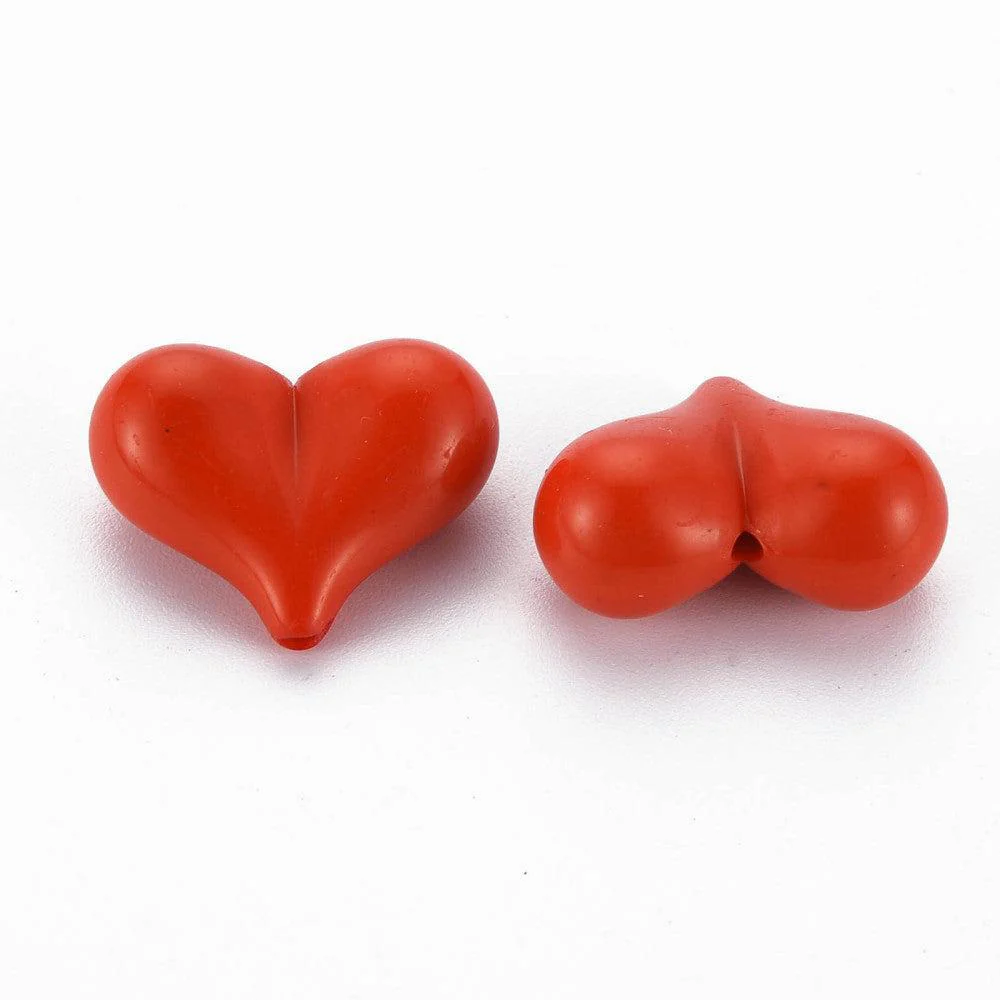 Acryl kralen hartjes rood gekleurd 22mm- 5 stuks - Image 2