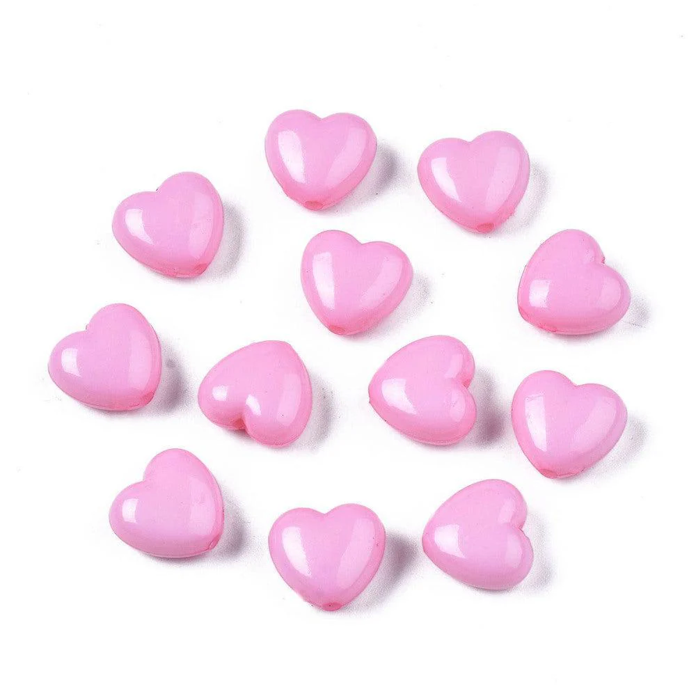 Acryl kralen hartjes Roze gekleurd 11mm - 15 stuks - Image 2