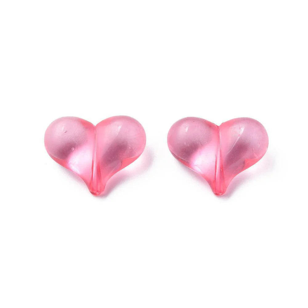 Acryl kralen hartjes Transparant flamingo roze gekleurd 22mm- 5 stuks - Image 2