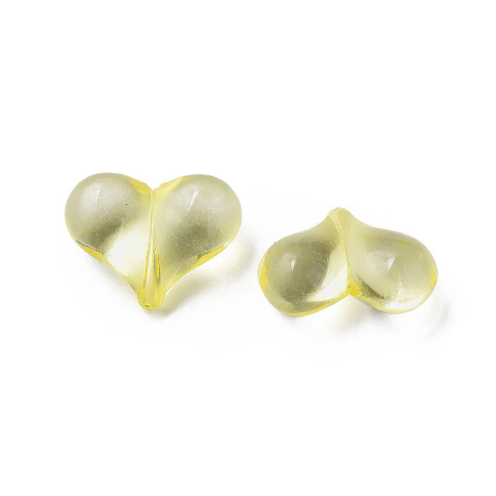 Acryl kralen hartjes Transparant geel gekleurd 22mm- 5 stuks - Image 2