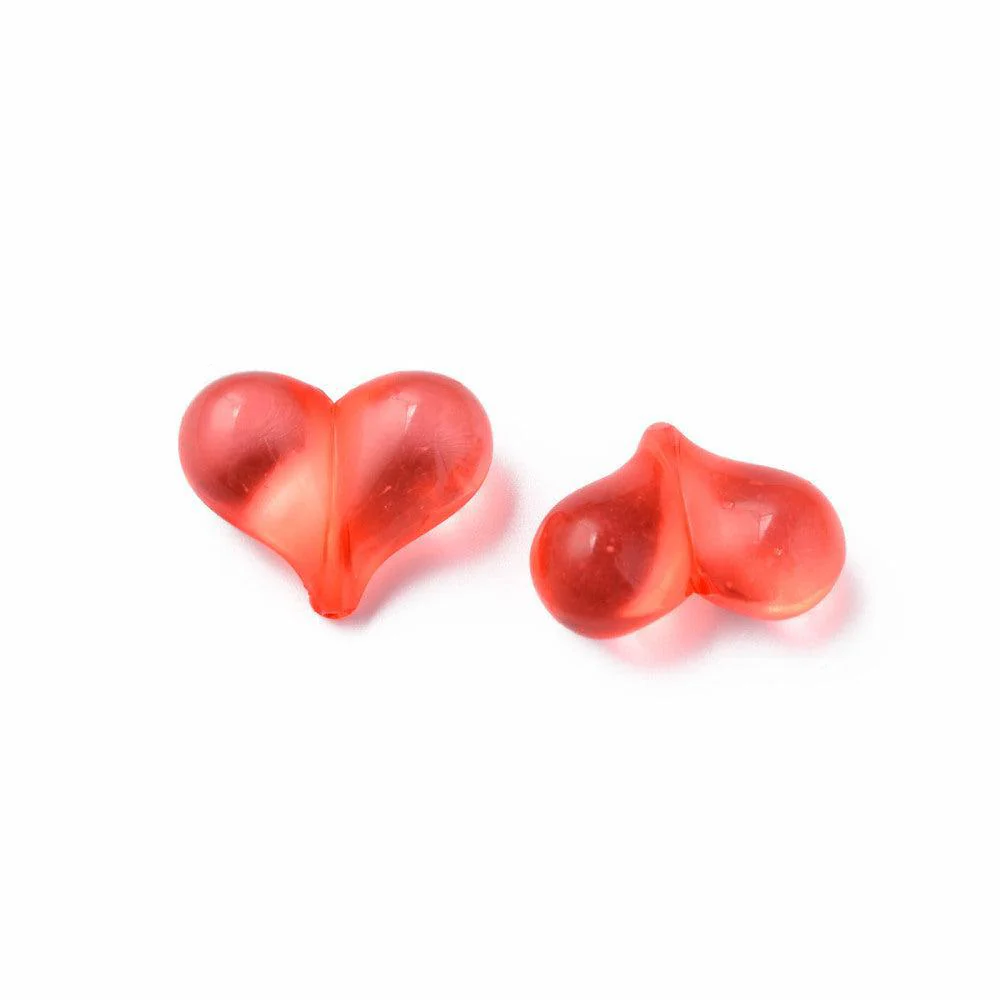 Acryl kralen hartjes Transparant koraalroze 22mm- 5 stuks - Image 2